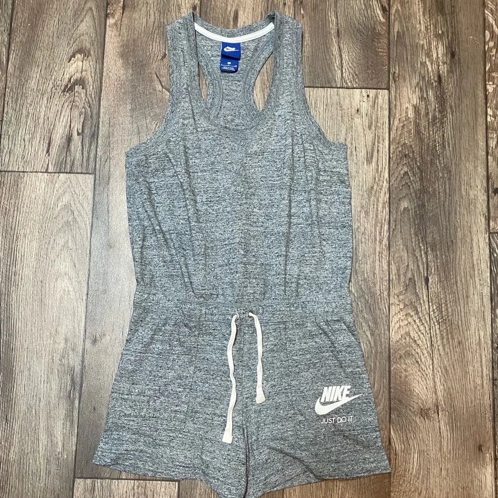 Nike Gray Racerback Romper Small Just Do It Athleisure Lounge One Piece